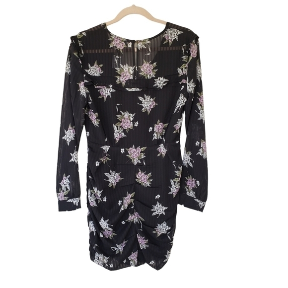 Heartloom Long Sleeve Ruffled Floral Chiffon Shutter Skirt Mini Dress - Picture 4 of 13